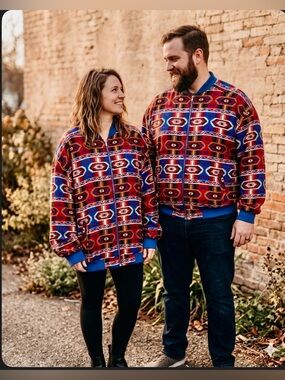 Vintage Unisex Silk Club Southwestern Bomber Jacket